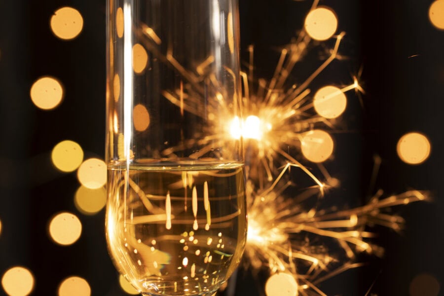 Fireworks Champagne New Year Night