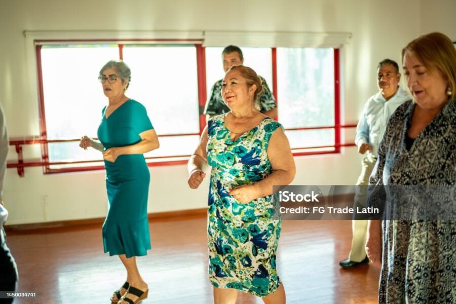 Group Of Mature Students At A Dancing Class