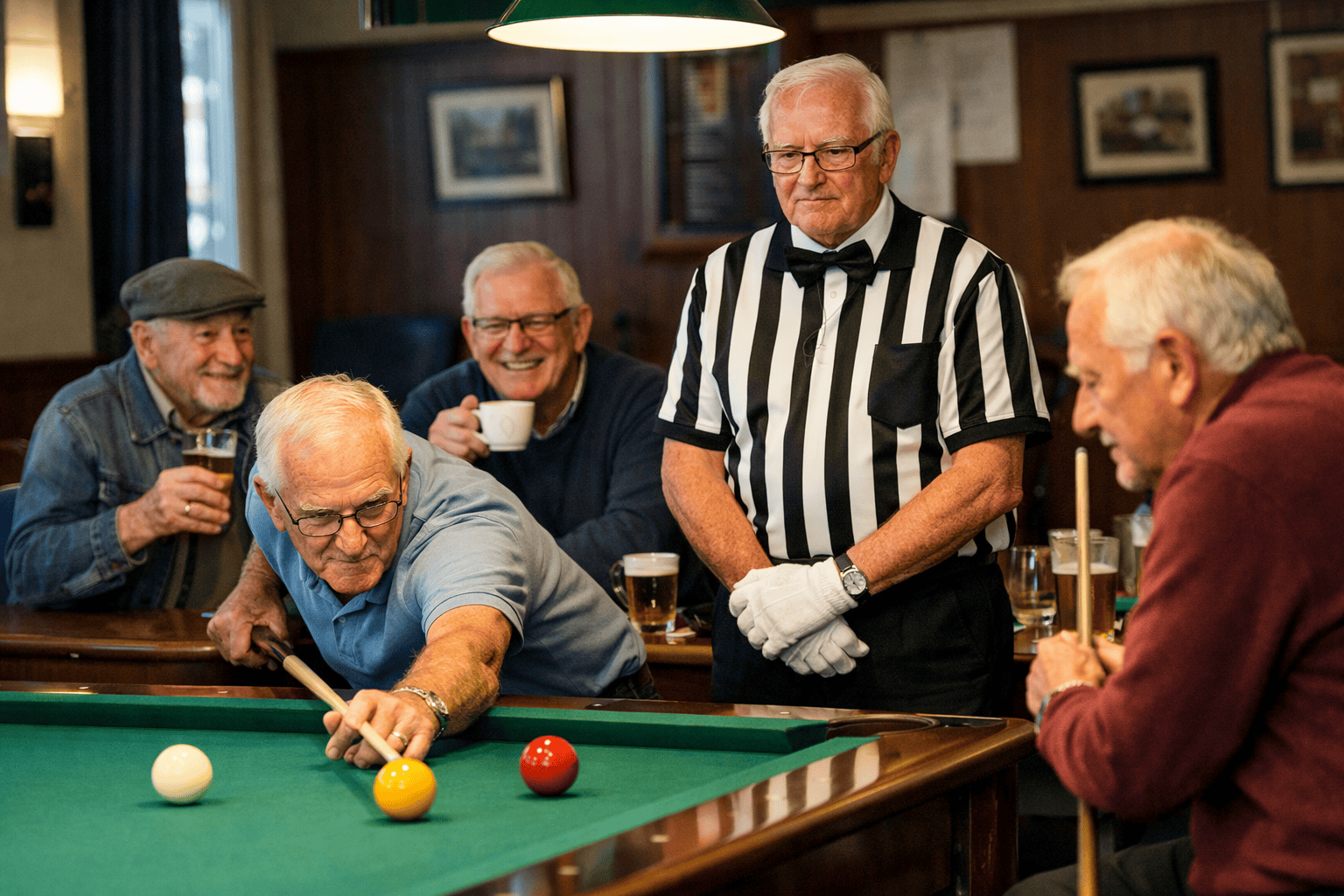 Poolspel Met Senioren In Biljartzaal