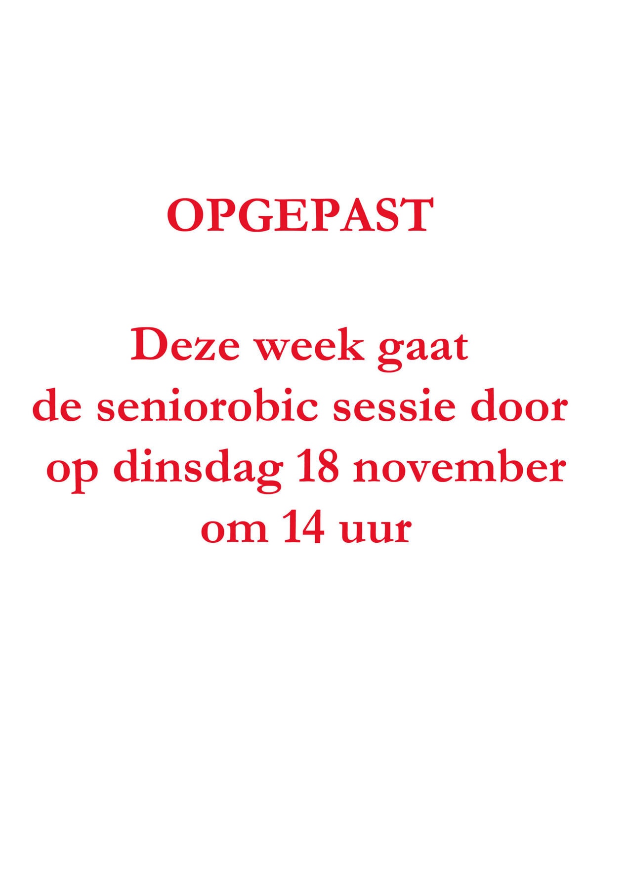 Seniorobic Op Dinsdag 18 Oktober
