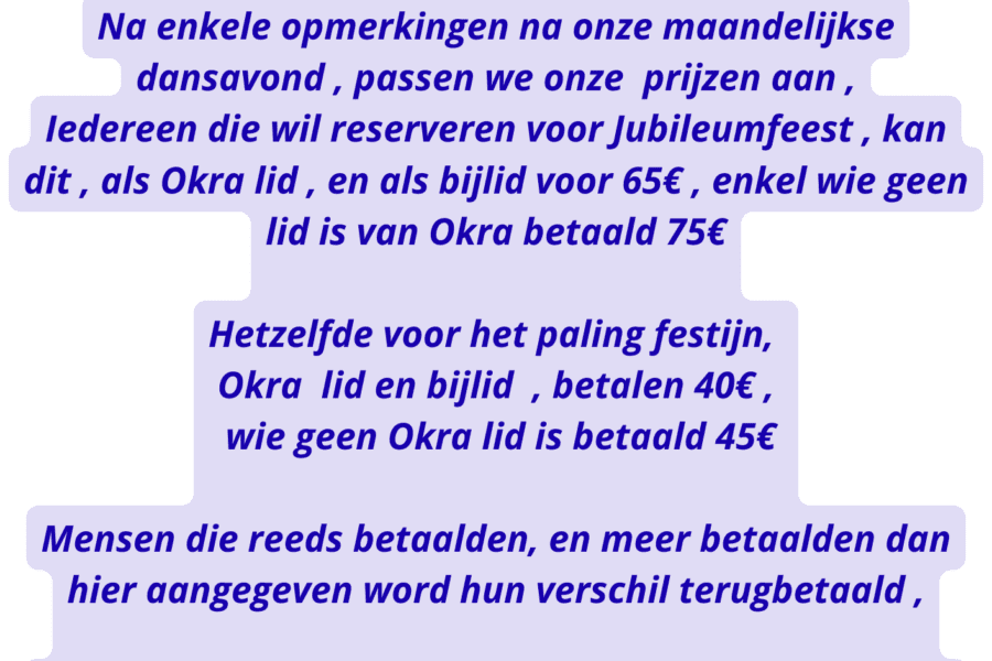 Team Okra Knesselare Wijziging Flyer 70 Jaar Jubileum En Palingfestijn T’biezemhof