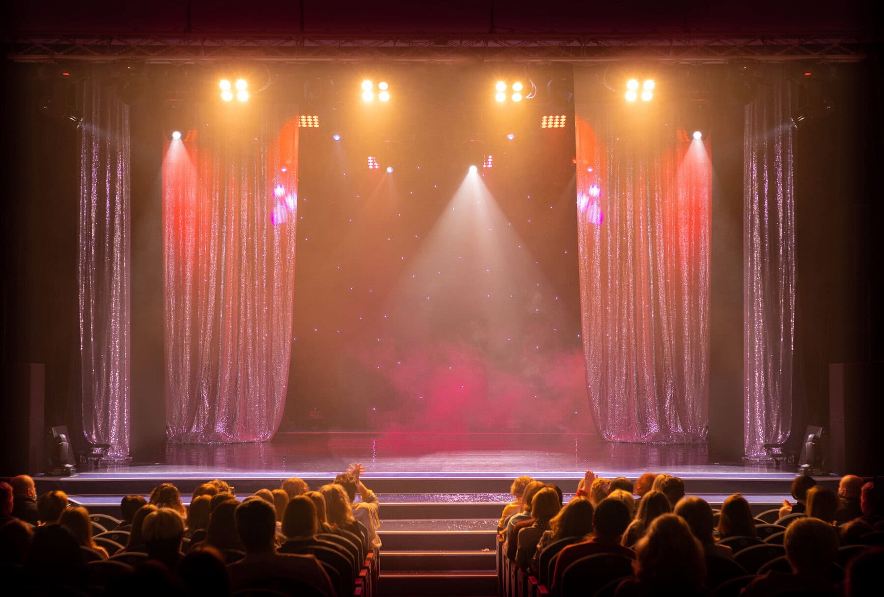 Theater,and,concert,stage,,colored,smoke,in,stage,light