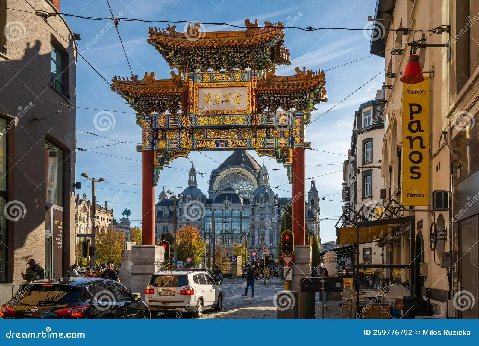 Street Chinatown View Chinese Gate Building Central Station Antwerp Belgium District Antwerps 259776792
