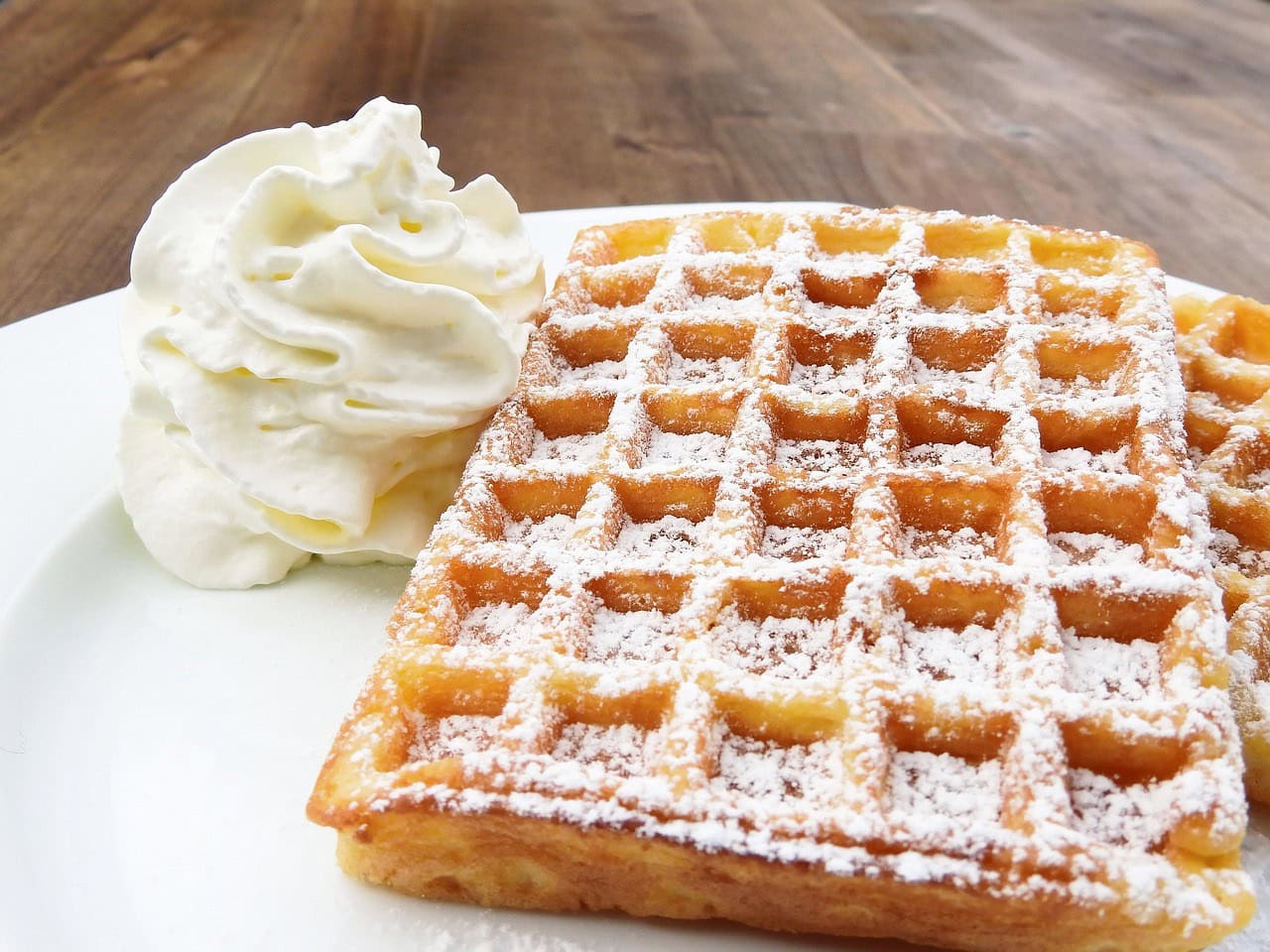 Wafels Met Suiker En Slagroom