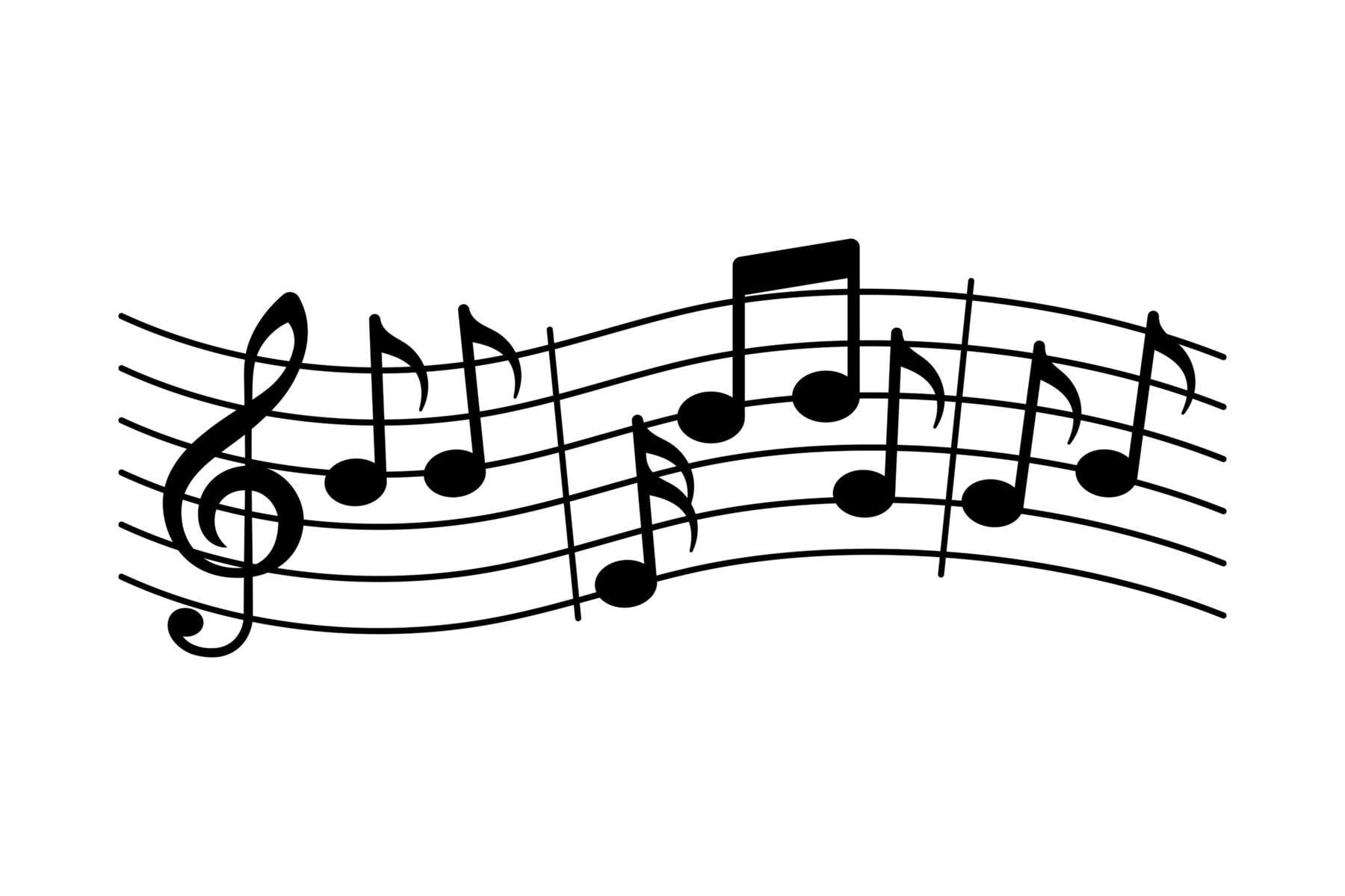 Music Notes On Wave Lines Sheet