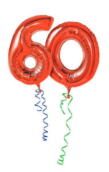 Red Balloons With Ribbon Number 60