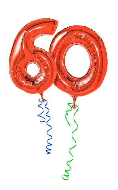 Red Balloons With Ribbon Number 60