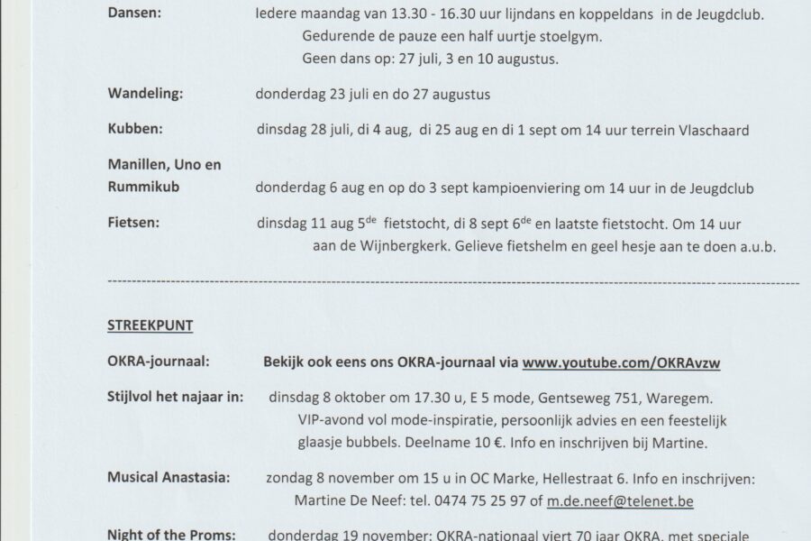 Nieuwsbrief 15 Juli Tot 15 September 2026