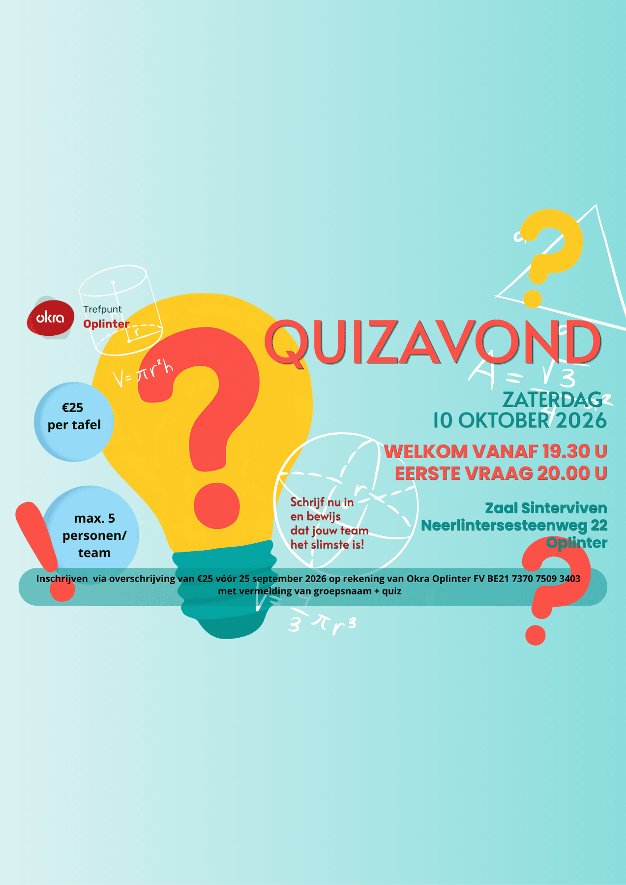Platte Flyer 1ste Quizavond