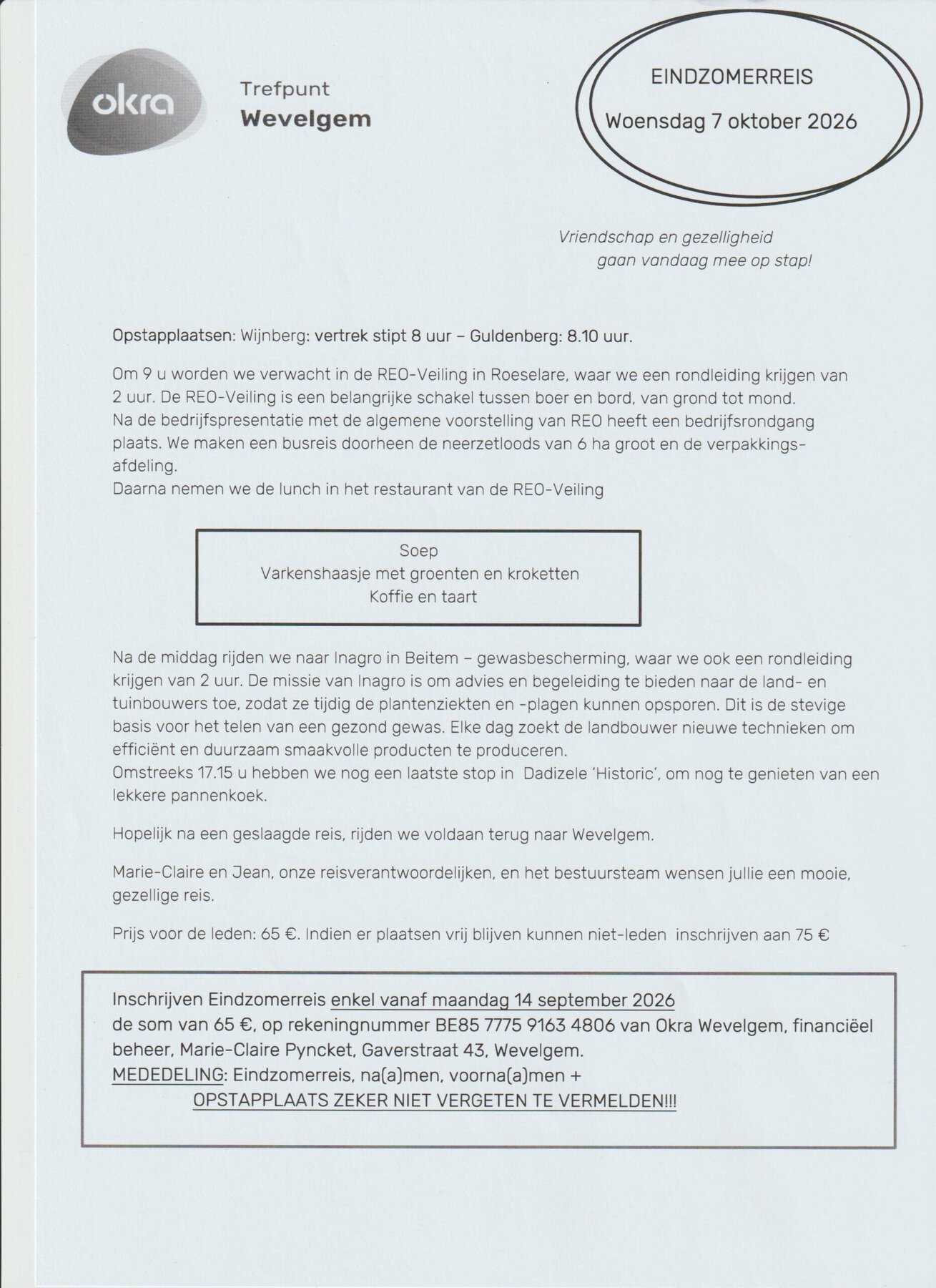 Eindzomerreis 7 Oktober2026