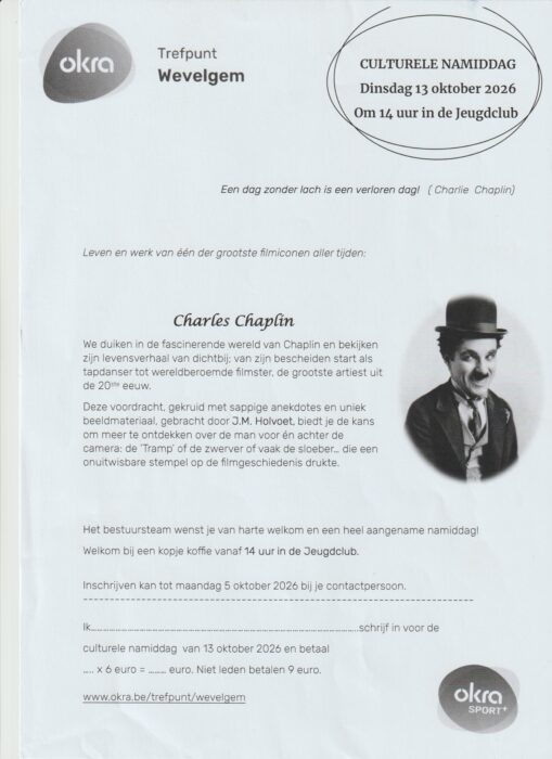 Charly Chaplin Dinsdag 13 Oktober 2026