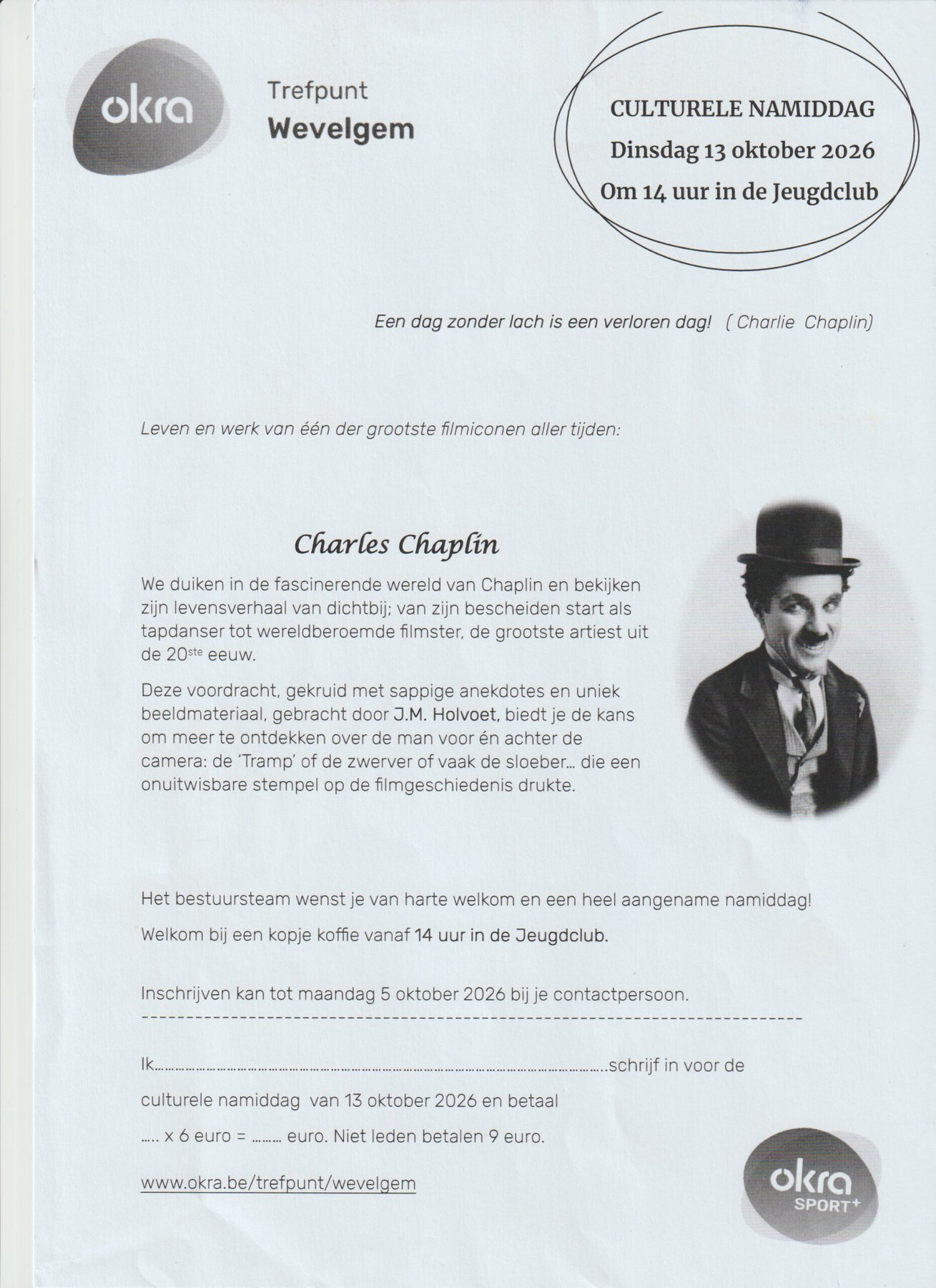 Charly Chaplin Dinsdag 13 Oktober 2026